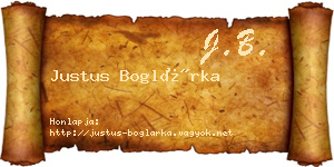 Justus Boglárka névjegykártya